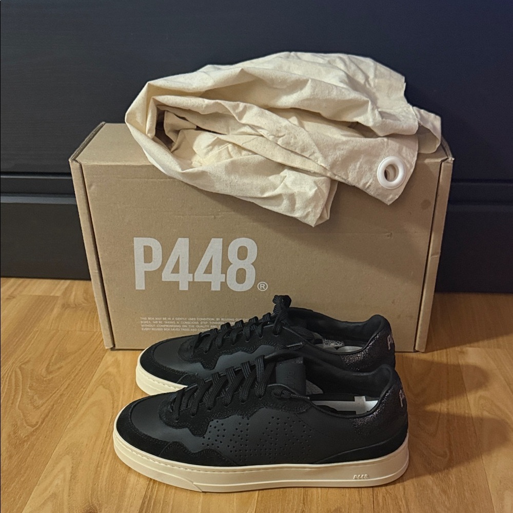 P448 Women's Black and Cream Sneakers